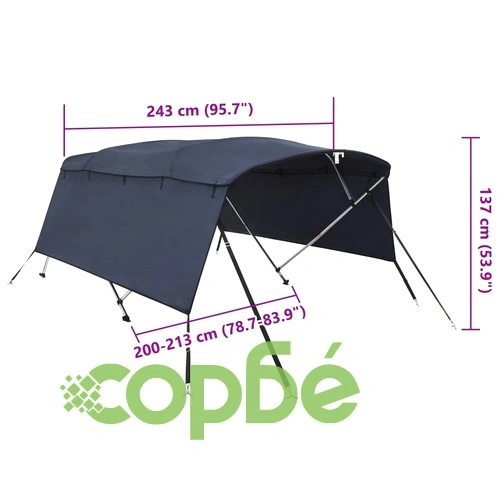 Тента за лодка с 4 дъги странични стени 243x(200-213)x137 см ➤ топ цена ➤ sorbe.bg