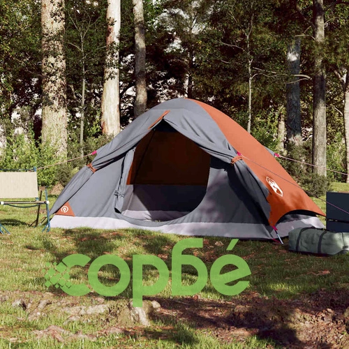 Куполна къмпинг палатка, 4-местна, сиво-оранжева, водоустойчива ➤ топ цена ➤ sorbe.bg