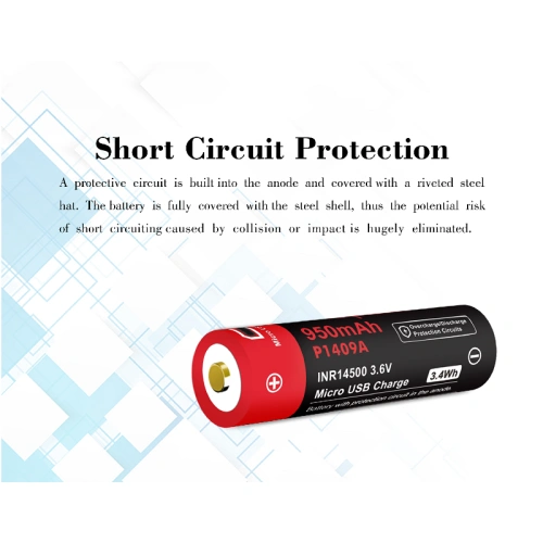 Батерия Vapcell P1409A 14500 950mAh със защита и Micro USB зареждане ➤ топ цена ➤ sorbe.bg