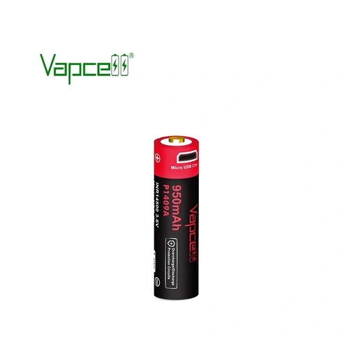 Батерия Vapcell P1409A 14500 950mAh със защита и Micro USB зареждане ➤ топ цена ➤ sorbe.bg