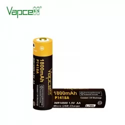 Батерия Vapcell P1418A 14500 1800mAh 1.5V със защита и Micro USB зареждане