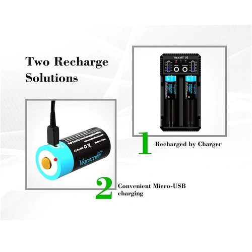 Батерия Vapcell P1608A 16340 800mAh със защита и Micro USB зареждане ➤ топ цена ➤ sorbe.bg