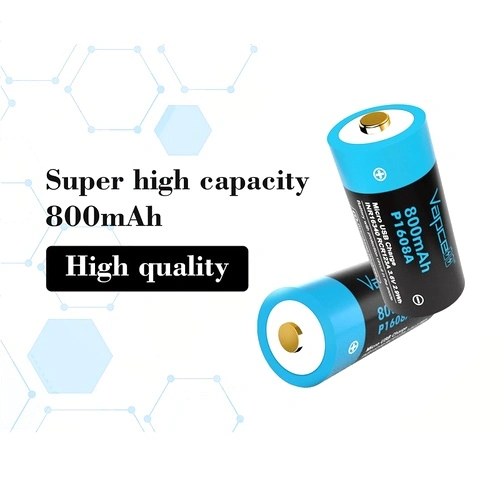 Батерия Vapcell P1608A 16340 800mAh със защита и Micro USB зареждане ➤ топ цена ➤ sorbe.bg