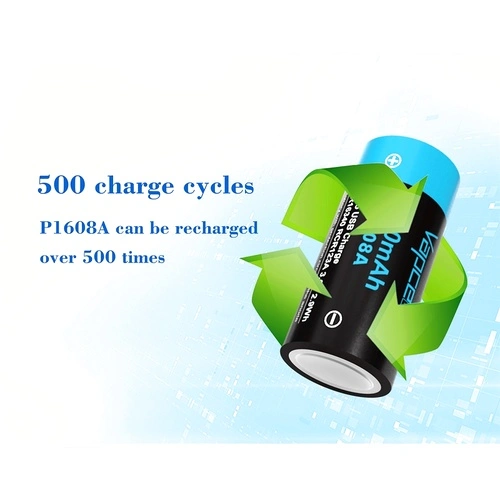 Батерия Vapcell P1608A 16340 800mAh със защита и Micro USB зареждане ➤ топ цена ➤ sorbe.bg