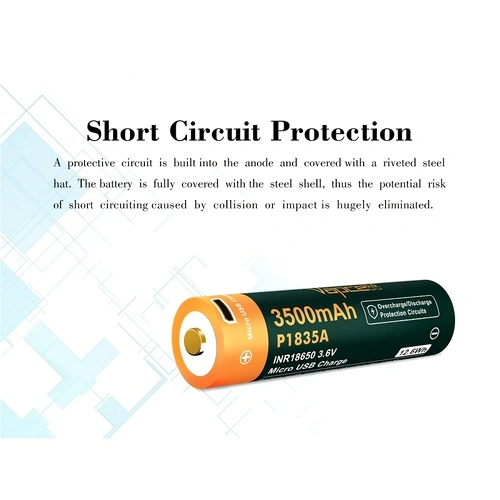 Батерия Vapcell P1835A 18650 3500mAh 10A със защита и Micro USB зареждане ➤ топ цена ➤ sorbe.bg
