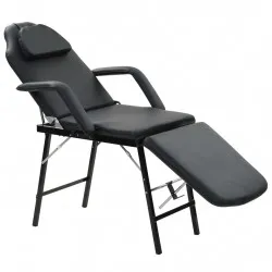 Преносим козметичен стол, изкуствена кожа, 185x78x76 см, черен