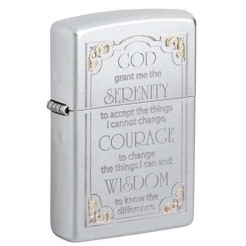 Запалка Zippo Serenity Prayer, Satin Chrome ➤ топ цена ➤ sorbe.bg