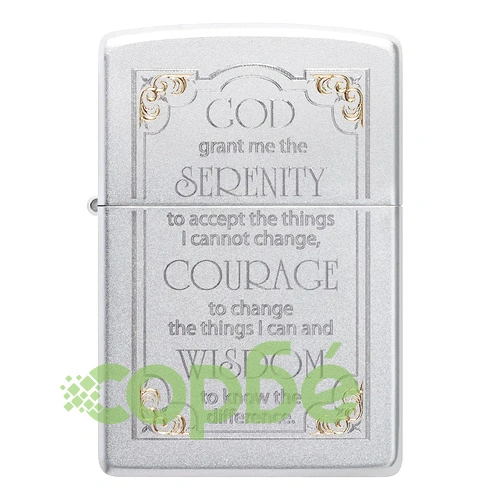 Запалка Zippo Serenity Prayer, Satin Chrome ➤ топ цена ➤ sorbe.bg