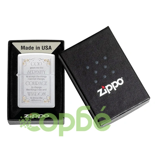 Запалка Zippo Serenity Prayer, Satin Chrome ➤ топ цена ➤ sorbe.bg