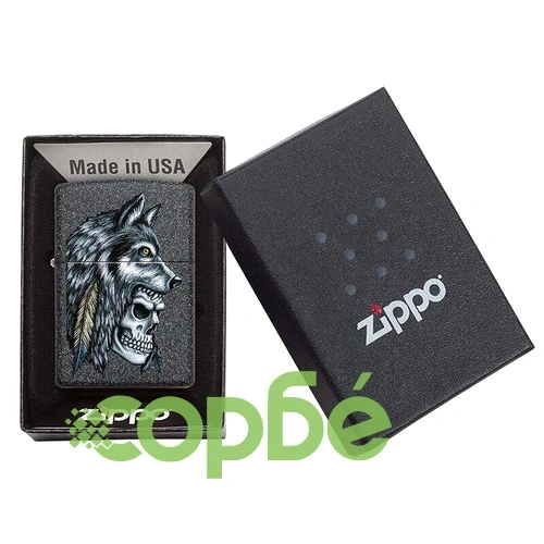 Запалка Zippo Wolf Skull Feather Design ➤ топ цена ➤ sorbe.bg