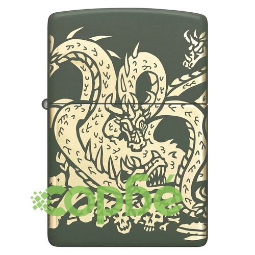 Запалка Zippo - Dragon Design Green Matte Laser 360° ➤ топ цена ➤ sorbe.bg