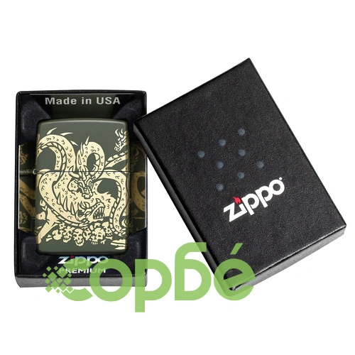 Запалка Zippo - Dragon Design Green Matte Laser 360° ➤ топ цена ➤ sorbe.bg