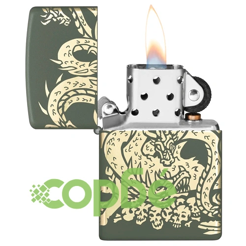 Запалка Zippo - Dragon Design Green Matte Laser 360° ➤ топ цена ➤ sorbe.bg