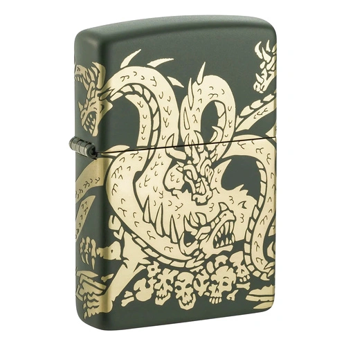 Запалка Zippo - Dragon Design Green Matte Laser 360° ➤ топ цена ➤ sorbe.bg