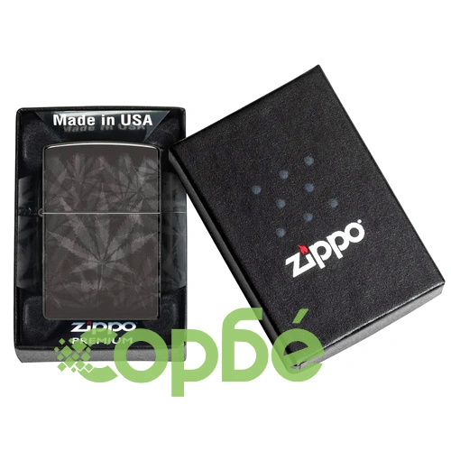Запалка Zippo - Cannabis Design High Polish Black ➤ топ цена ➤ sorbe.bg
