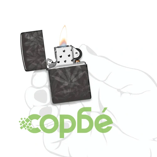 Запалка Zippo - Cannabis Design High Polish Black ➤ топ цена ➤ sorbe.bg