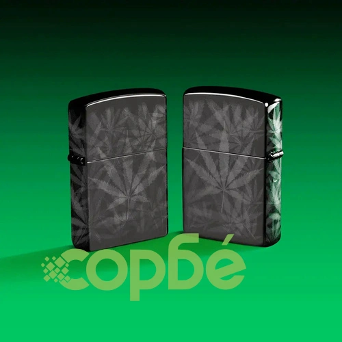 Запалка Zippo - Cannabis Design High Polish Black ➤ топ цена ➤ sorbe.bg