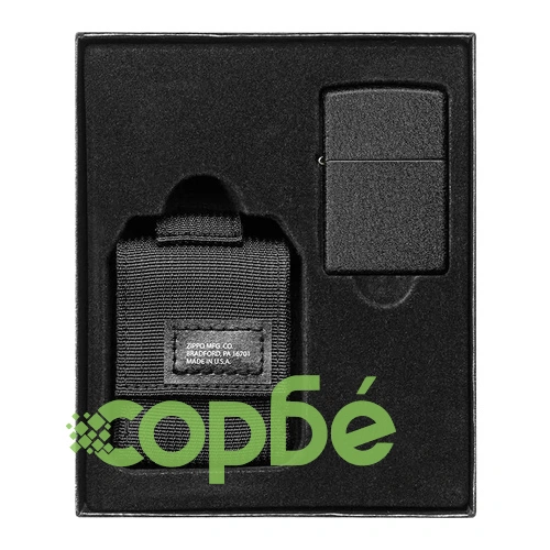 Комплект Zippo Tactical - запалка Black Crackle™ 236 и калъф, черни ➤ топ цена ➤ sorbe.bg