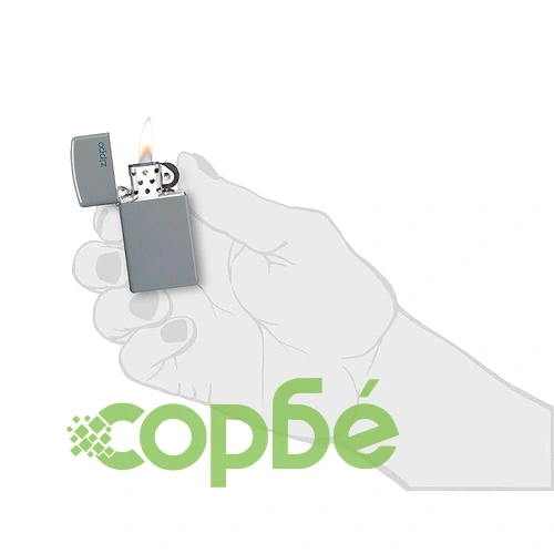 Запалка Zippo Slim Flat Grey Zippo Logo 49527ZL ➤ топ цена ➤ sorbe.bg
