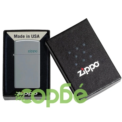 Запалка Zippo Slim Flat Grey Zippo Logo 49527ZL ➤ топ цена ➤ sorbe.bg