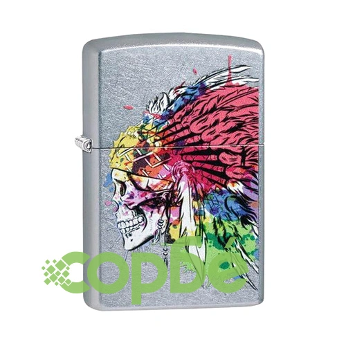 Запалка Zippo Skull with Headdress Design 49111 ➤ топ цена ➤ sorbe.bg