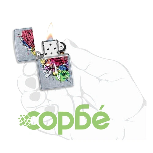 Запалка Zippo Skull with Headdress Design 49111 ➤ топ цена ➤ sorbe.bg