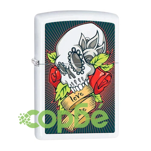 Запалка ZIPPO 28859 Color Image ® White Matte, Skull + Roses ➤ топ цена ➤ sorbe.bg