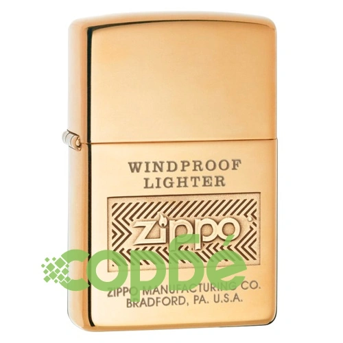 Запалка Zippo 28145 Windproof Logo, High Polish Brass ➤ топ цена ➤ sorbe.bg