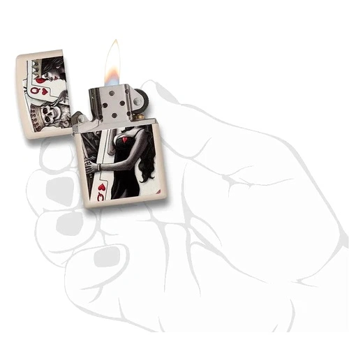 Запалка Zippo Skull King and Queen Cards Flat Sand 49942 ➤ топ цена ➤ sorbe.bg