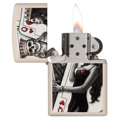 Запалка Zippo Skull King and Queen Cards Flat Sand 49942 ➤ топ цена ➤ sorbe.bg