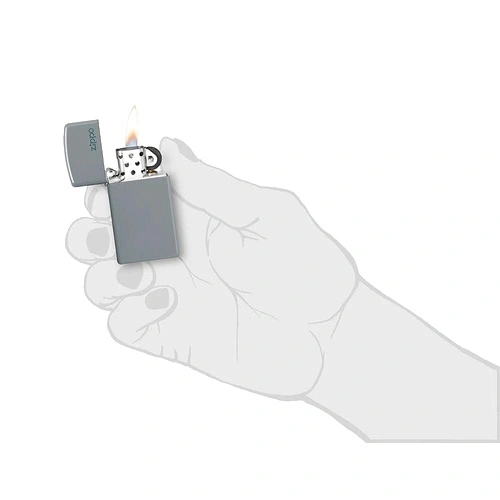 Запалка Zippo Slim Flat Grey Zippo Logo 49527ZL ➤ топ цена ➤ sorbe.bg
