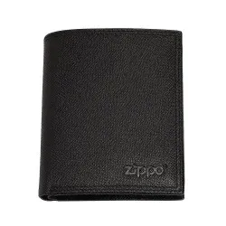 Вертикален мъжки портфейл Zippo Saffiano Tri-Fold, RFID защита, черен 2007073