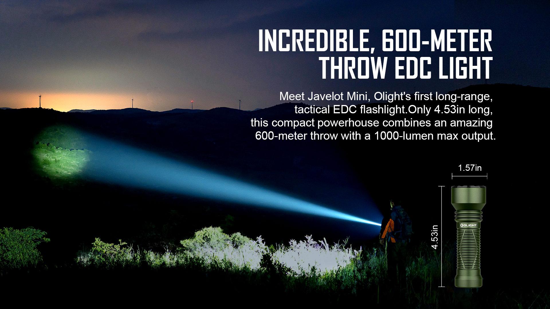 Супер далекобоен EDC фенер Olight Javelot Mini 1000 лумена, 600м