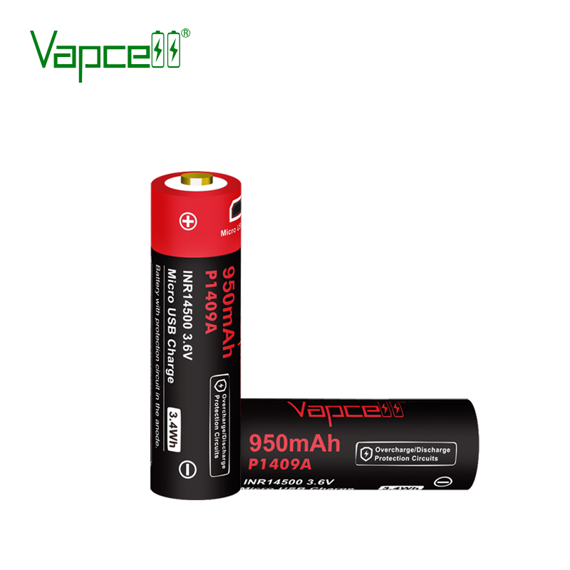 Батерия Vapcell P1409A 14500 950mAh със защита и Micro USB зареждане
