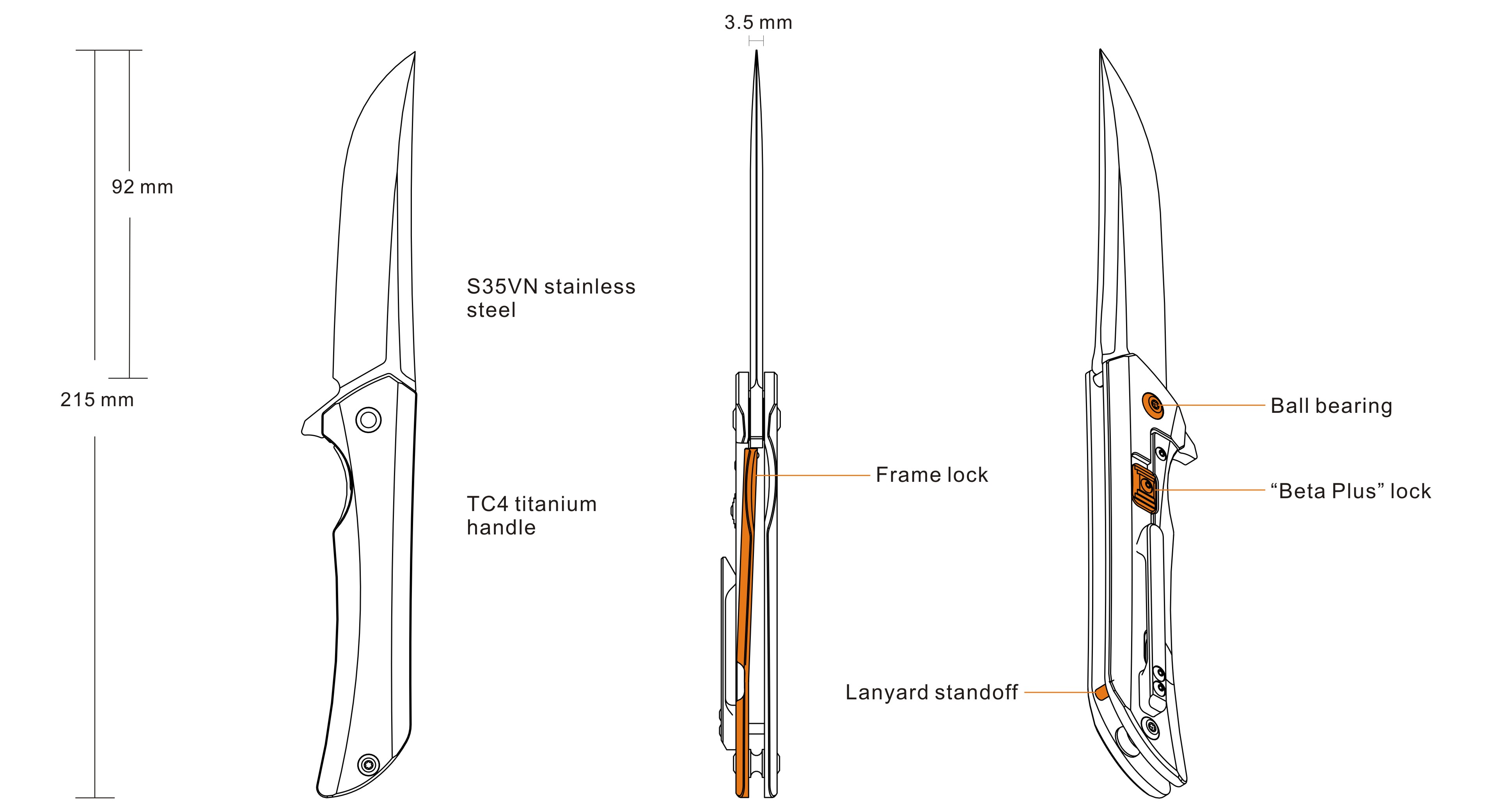 Титаниев сгъваем нож Ruike M121-TZ