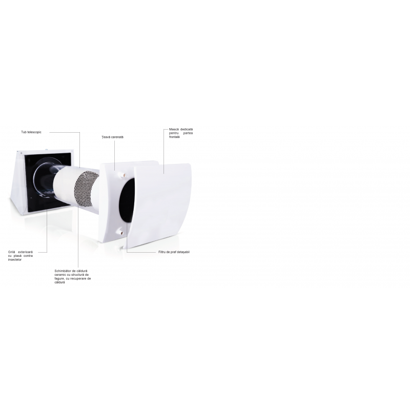 Вентилация с керамичен рекуператор за помещения до 20 кв.м.  Duplex Wall 100-25 с CP WALL контролен панел