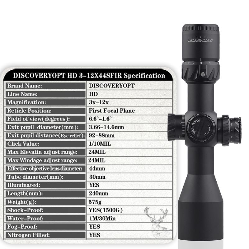 Discovery Optics HD 3-12X44SFIR FFP - Спецификации