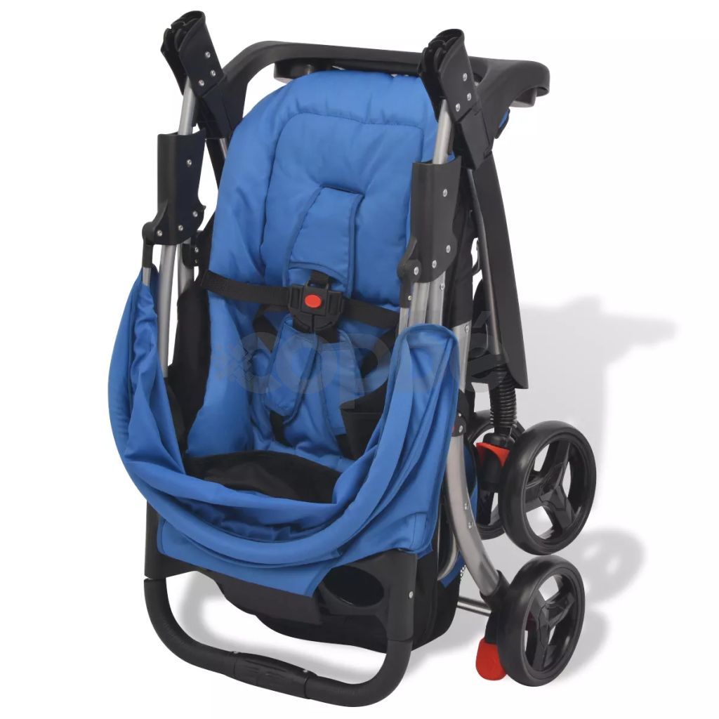 Бебешка количка тип бъги, синя, 102x52x100 см 