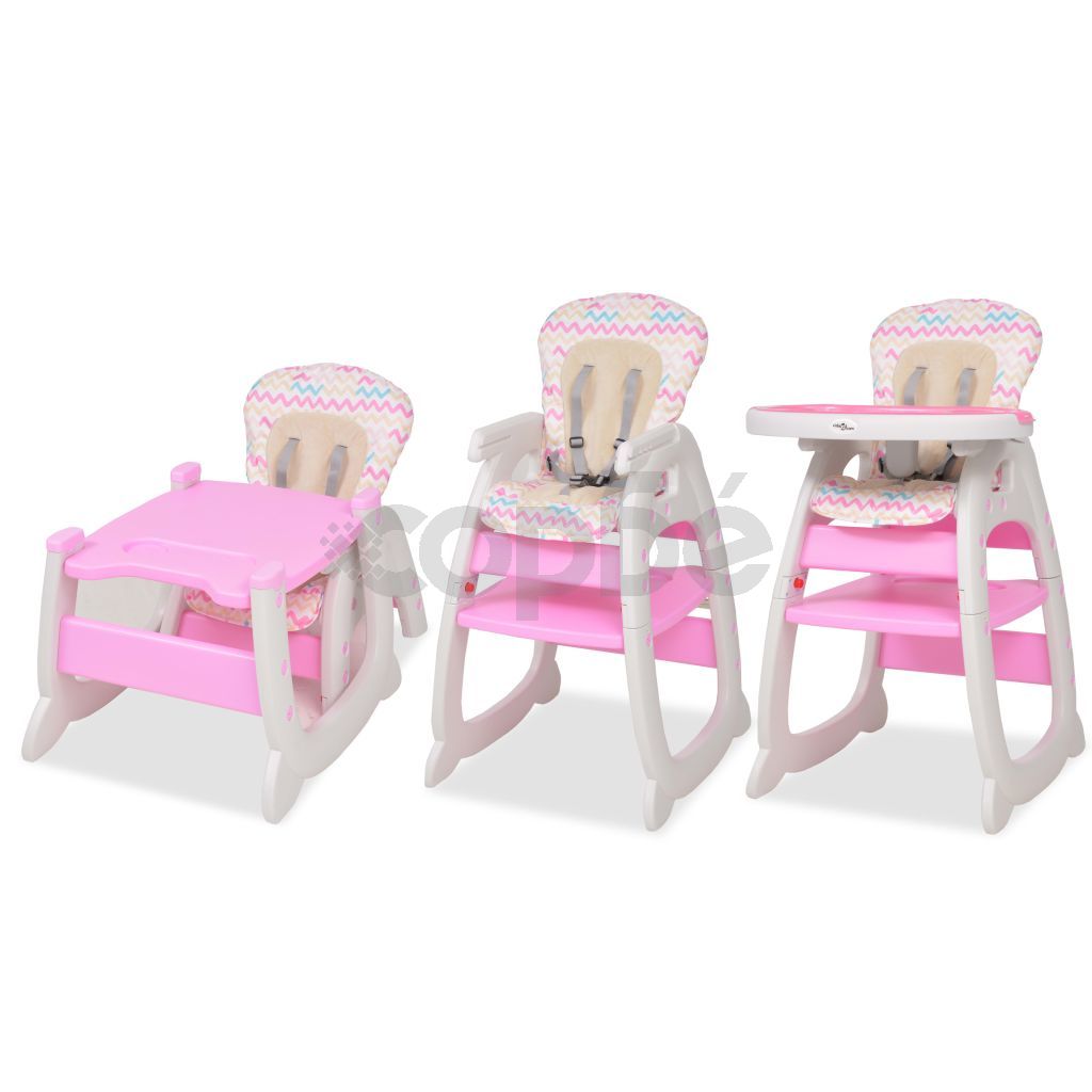 3 в 1 Столче за хранене с масичка, розово