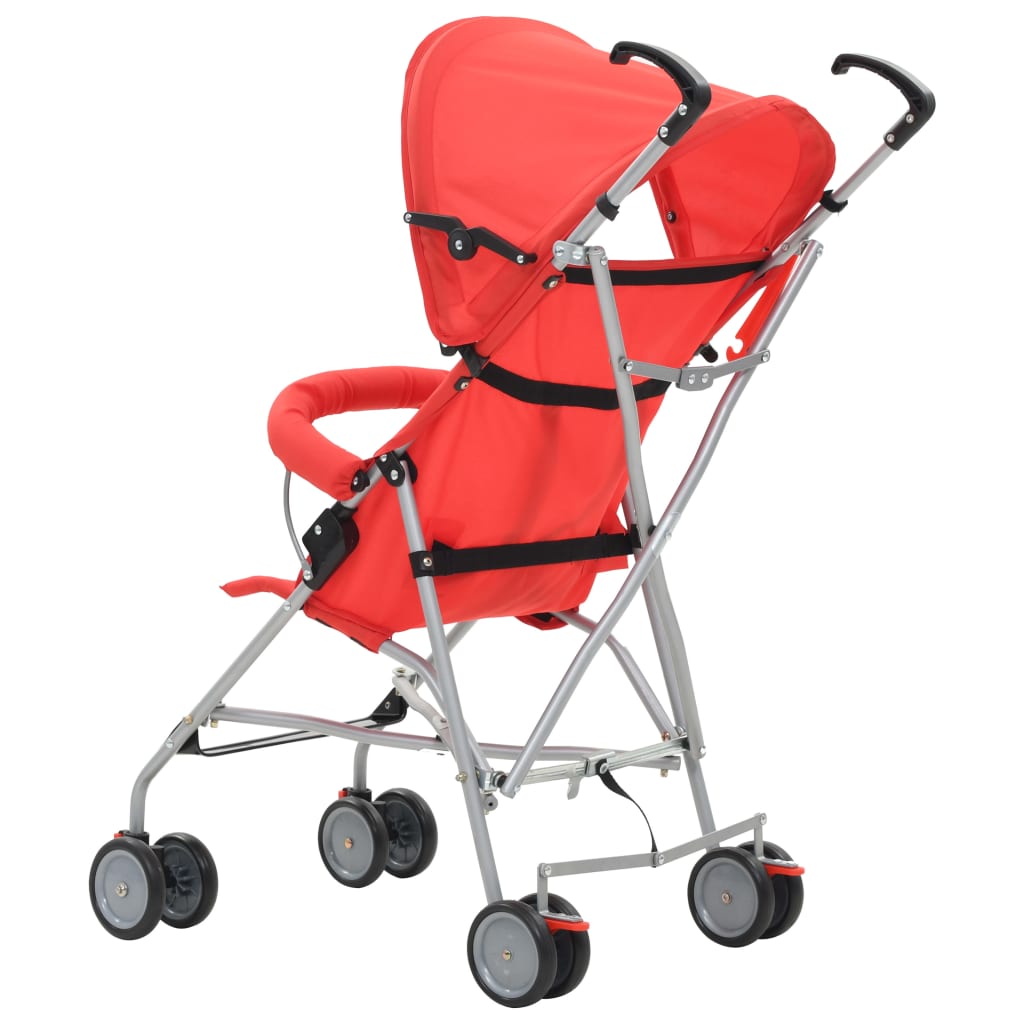 Сгъваема детска количка тип бъги, червена, стомана