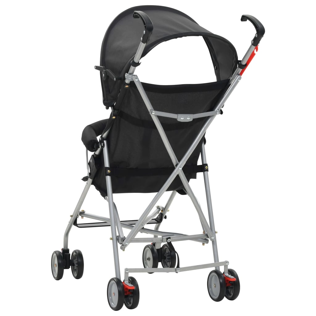Сгъваема детска количка тип бъги, черна, стомана