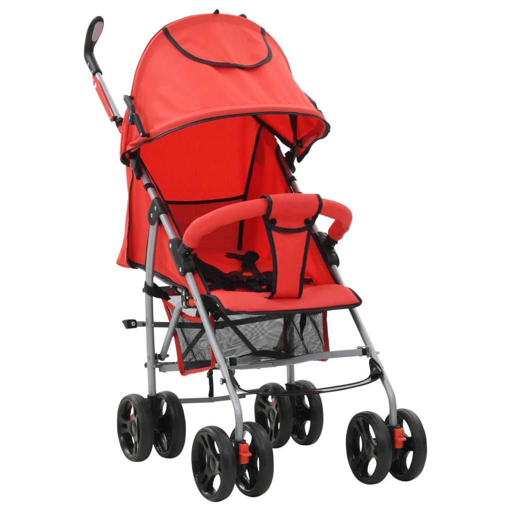 Сгъваема детска количка/бъги 2-в-1, червена, стомана