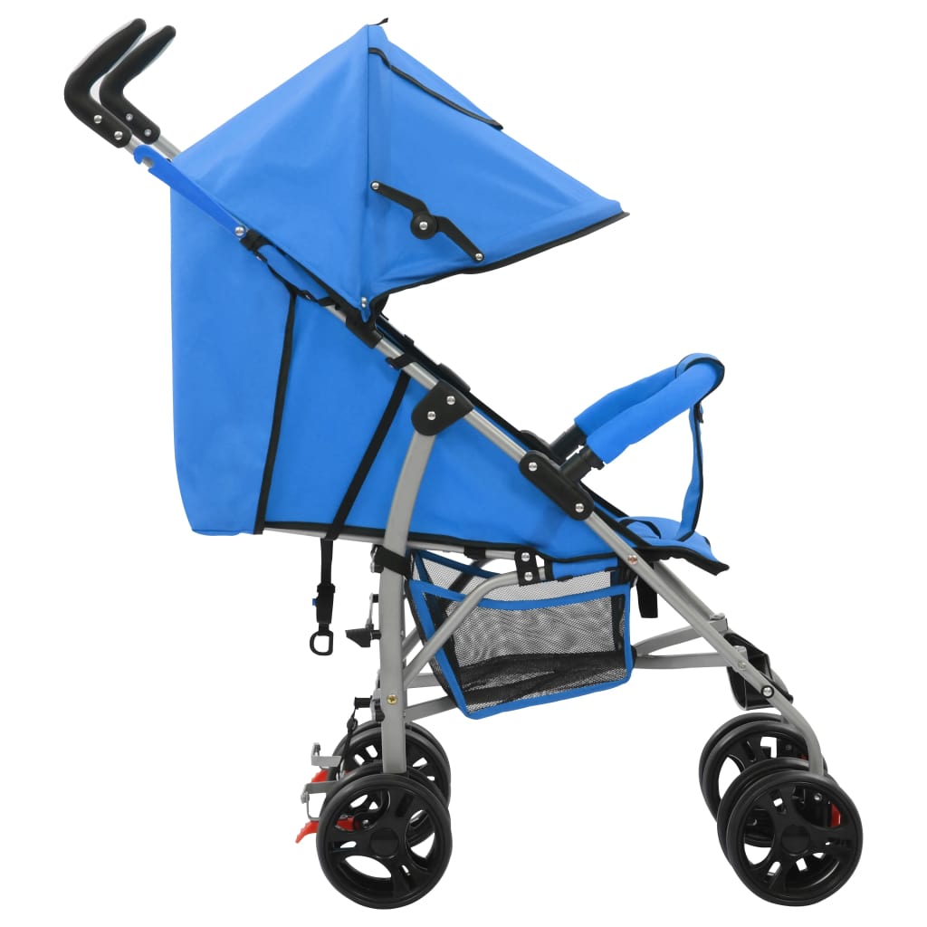 Сгъваема детска количка/бъги 2-в-1, синя, стомана
