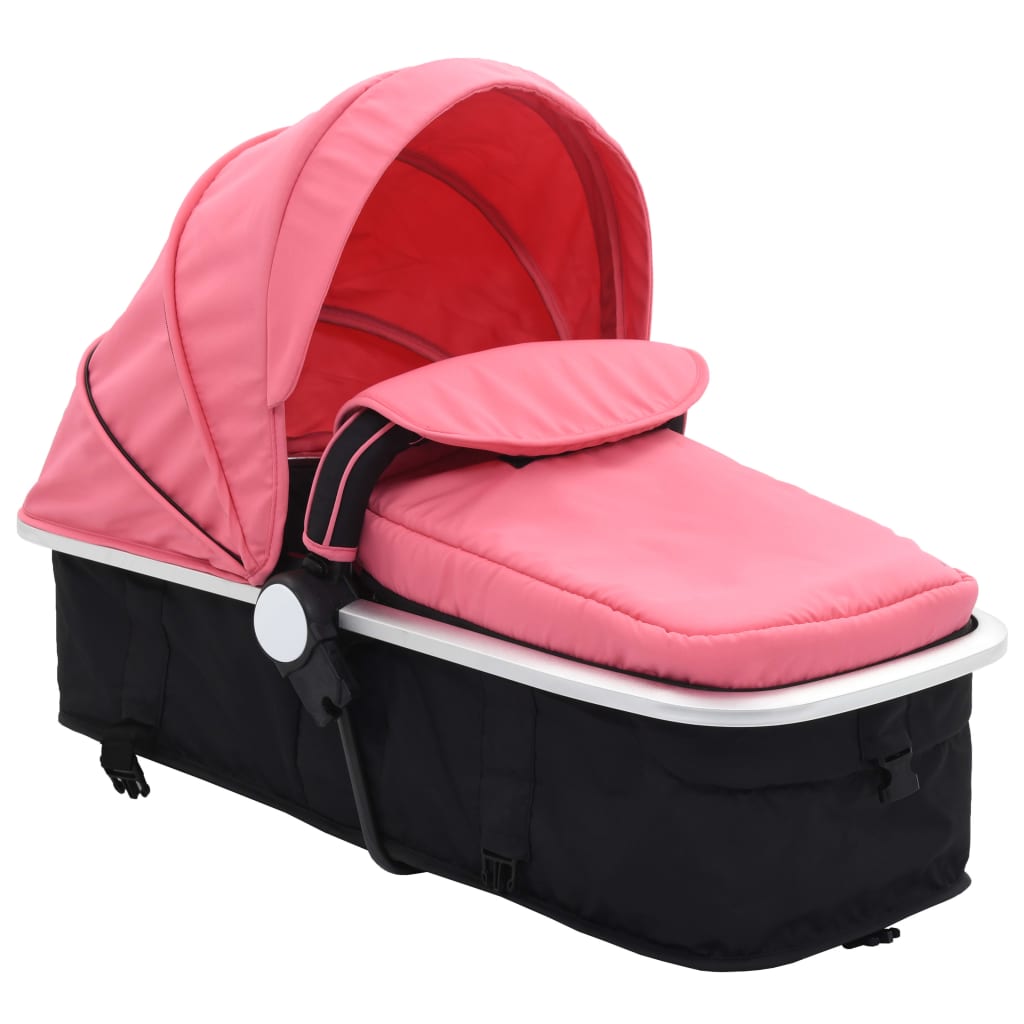 Детска/бебешка количка 2-в-1, розово и черно, алуминий