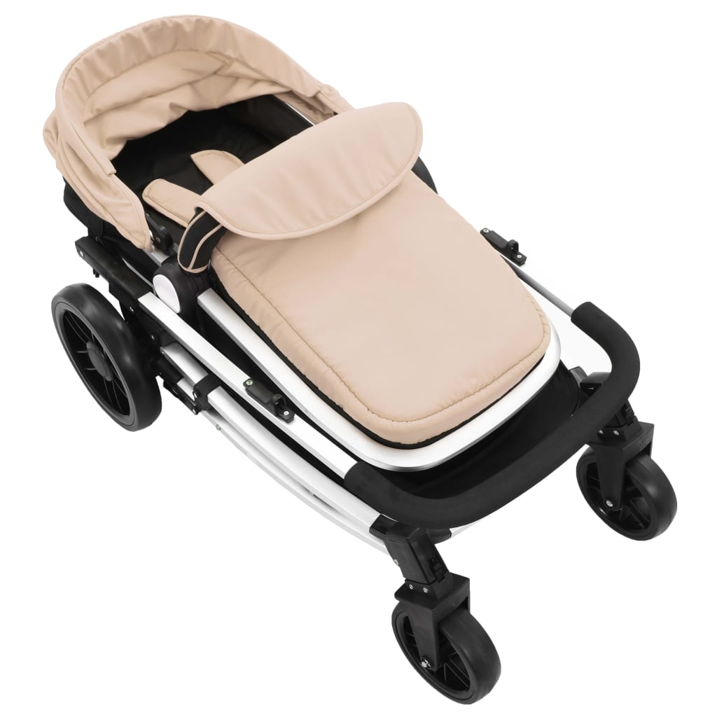 Детска/бебешка количка 2-в-1, таупе и черно, алуминий