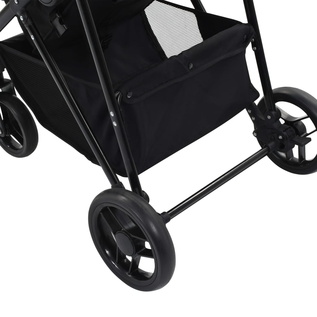 Детска/бебешка количка 2-в-1, червено и черно, стомана