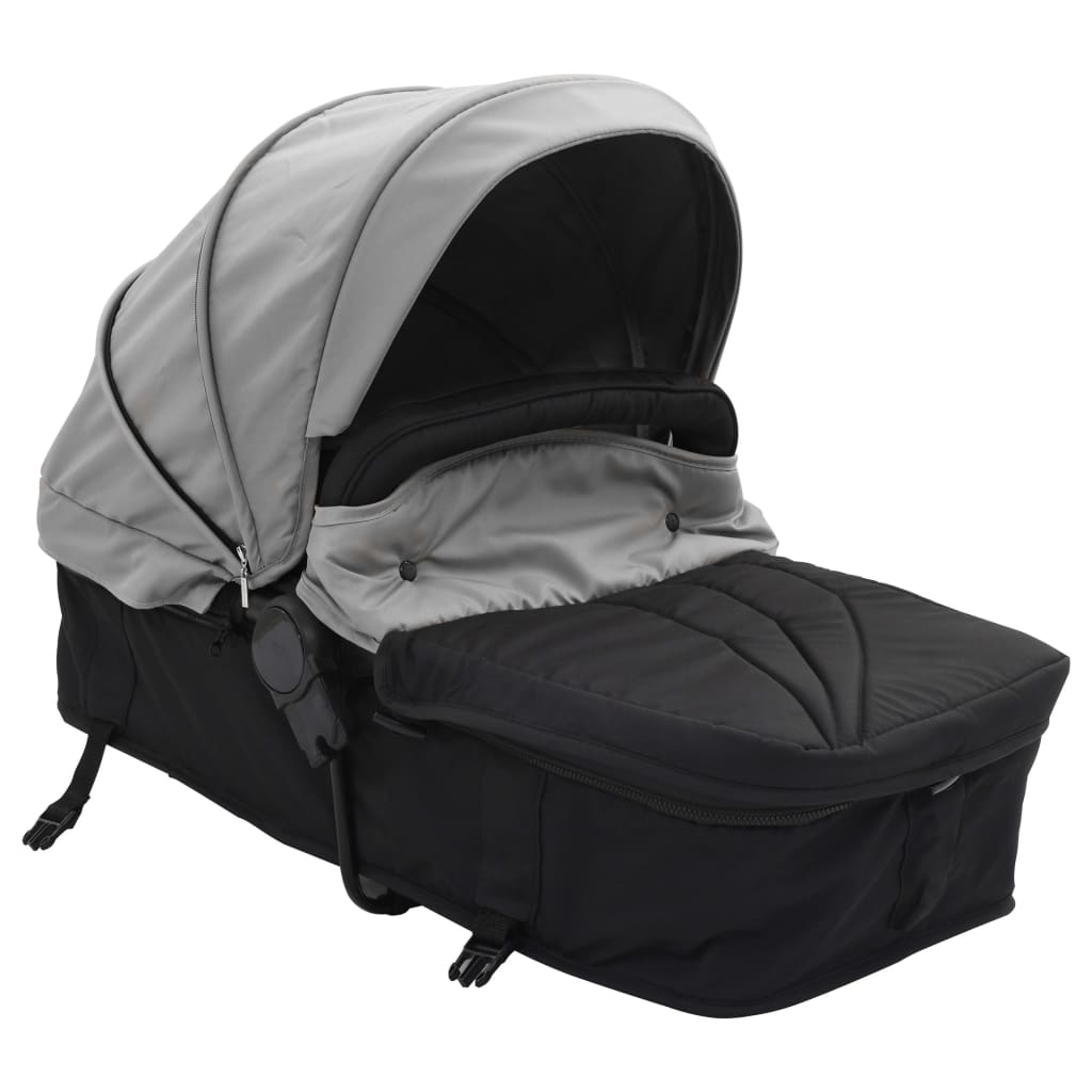 Детска/бебешка количка 2-в-1, сиво и черно, стомана