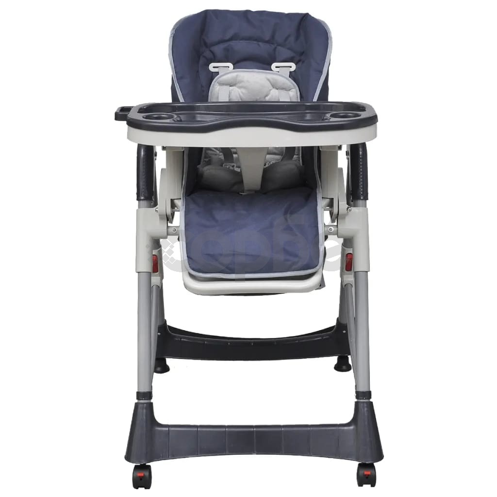 Бебешки стол за хранене, тъмносин, регулируема височина