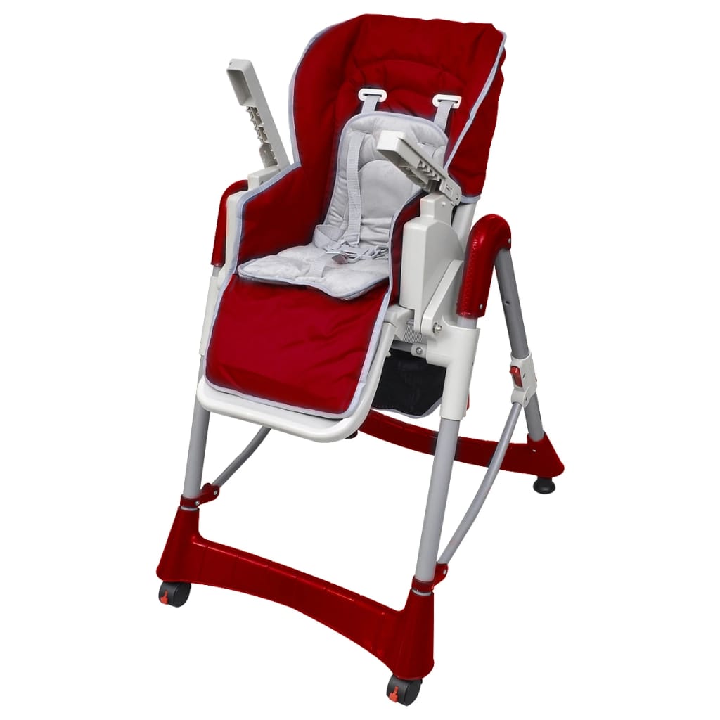 Бебешки стол за хранене, червен, регулируема височина