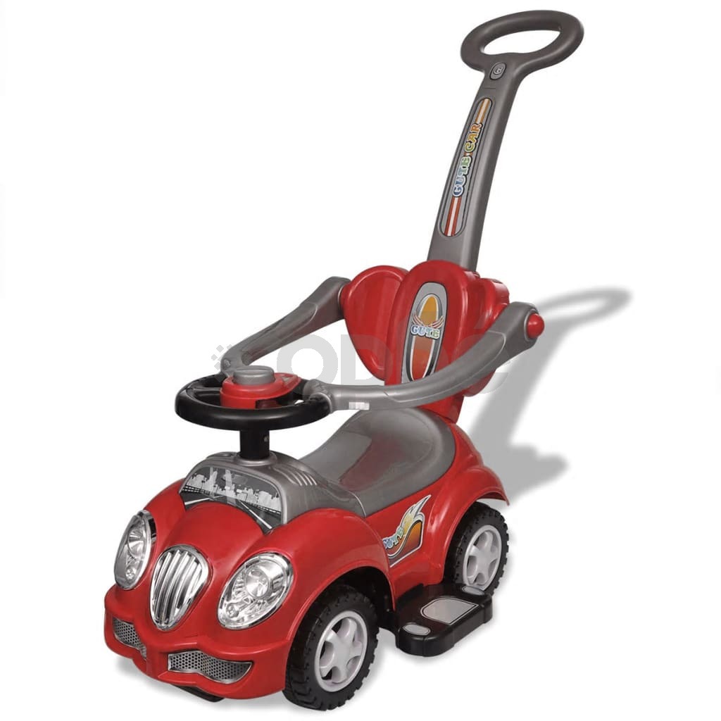 Детска кола за бутане, с дръжка, червена 